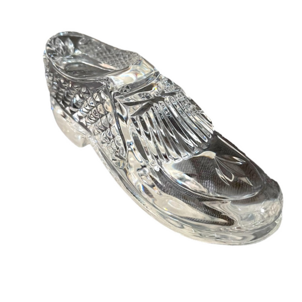 VTG WATERFORD Crystal Novelty Paperweight Golf Shoe Collectible Decor